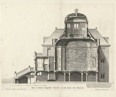 Sezione trasversale di Huis ten Bosch di Jan Mattysz. dopo un disegno di Pieter Jansz. Post, 1655 da Jan Matthysz.